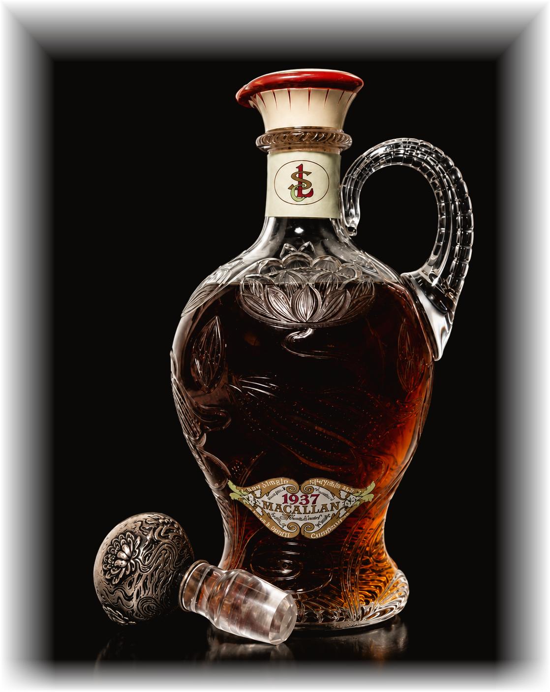 Macallan-Glenlivet 1937 — engraved rock crystal decanter
