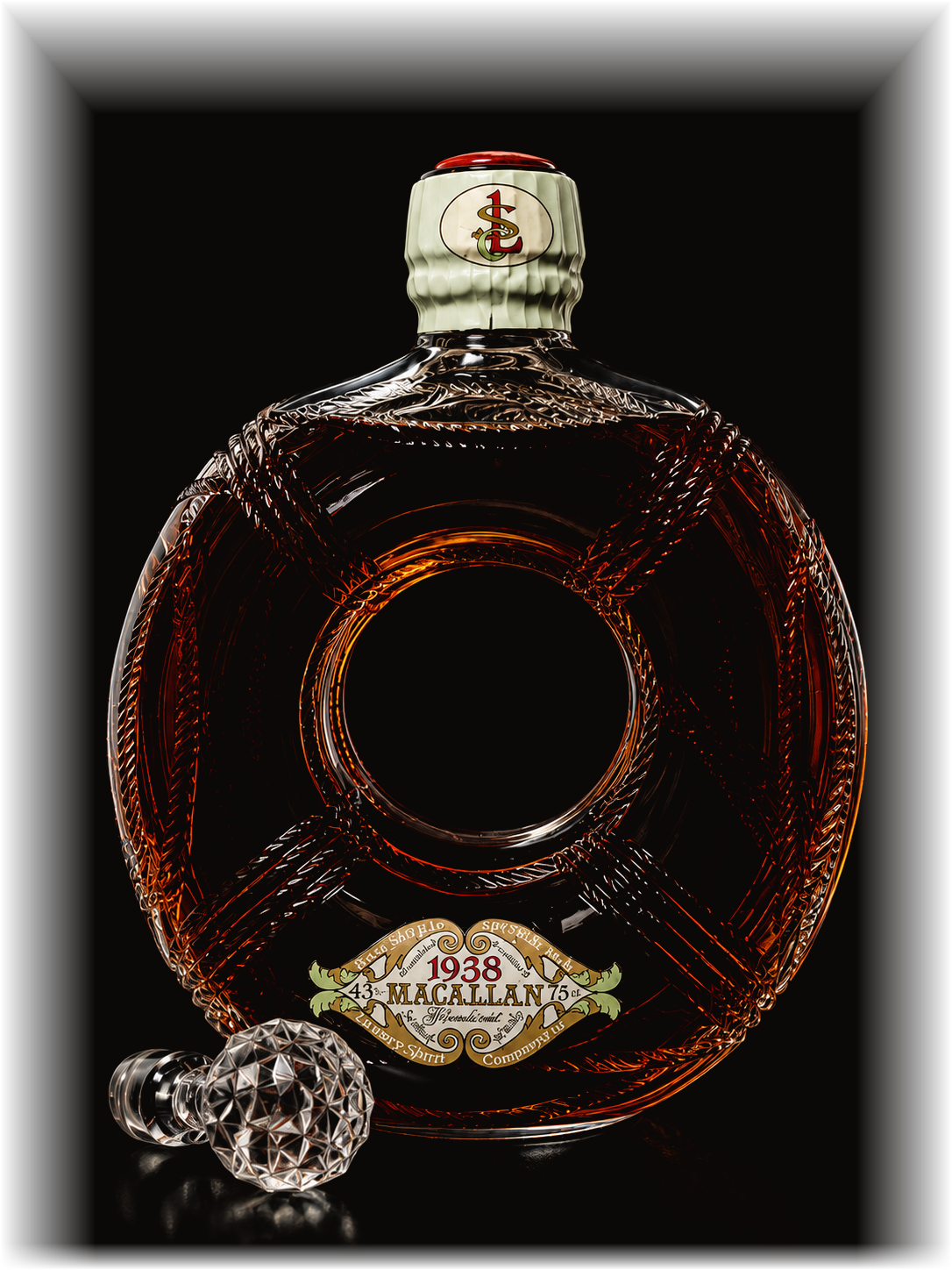 Macallan-Glenlivet 1938 — engraved crystal decanter, Stevens & Williams