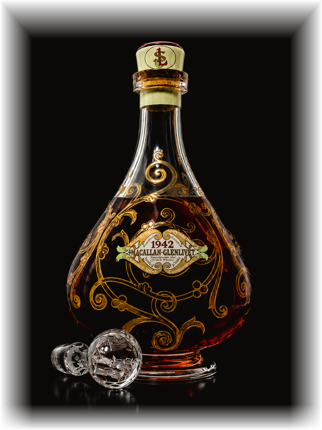 Macallan-Glenlivet 1942 — Saint Louis gilded pear crystal decanter